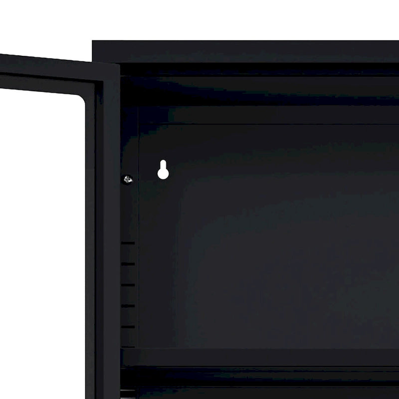 Modern Minimalist 3-Sided Tempered Glass Storage Cabinet with Four Cabinet Doors