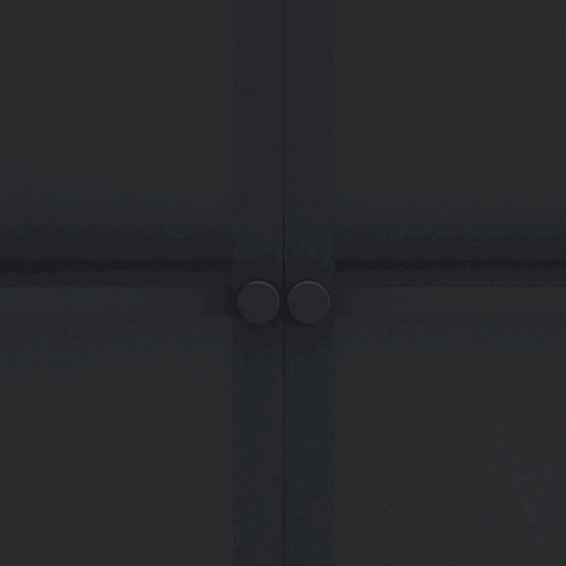 Modern Minimalist 3-Sided Tempered Glass Storage Cabinet with Four Cabinet Doors