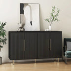Black Modern Buffet Cabinet with Storage, Fluted Sideboard Large Buffet with Adjustable Shelves, Credenza, Accent Cabinet