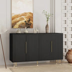 Black Modern Buffet Cabinet with Storage, Fluted Sideboard Large Buffet with Adjustable Shelves, Credenza, Accent Cabinet