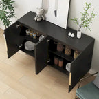 Black Modern Buffet Cabinet with Storage, Fluted Sideboard Large Buffet with Adjustable Shelves, Credenza, Accent Cabinet