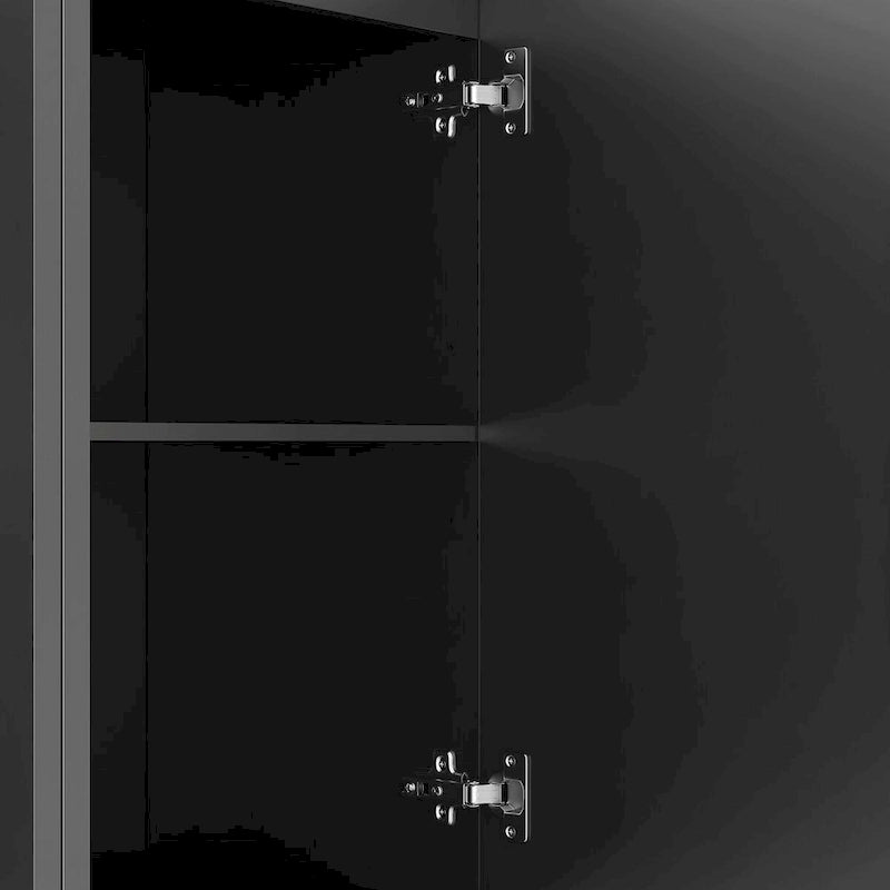 Black Modern Buffet Cabinet with Storage, Fluted Sideboard Large Buffet with Adjustable Shelves, Credenza, Accent Cabinet