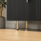 Black Modern Buffet Cabinet with Storage, Fluted Sideboard Large Buffet with Adjustable Shelves, Credenza, Accent Cabinet