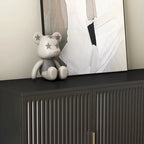 Black Modern Buffet Cabinet with Storage, Fluted Sideboard Large Buffet with Adjustable Shelves, Credenza, Accent Cabinet