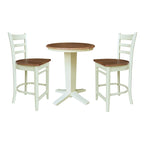 30 in Solid Wood Round Top Counter Height Dining Table with 2 Stools