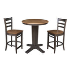 30 in Solid Wood Round Top Counter Height Dining Table with 2 Stools
