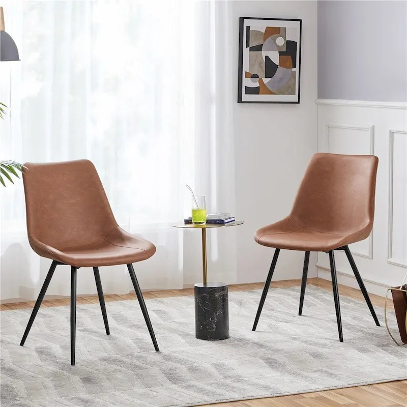 Yaheetech 2PCS Faux Leather Dining Chairs With Metal Legs - N/A
