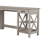 Saint Birch Honduras Washed Gray L-Shape Desk with 1 Drawer and 1 Open Shelf