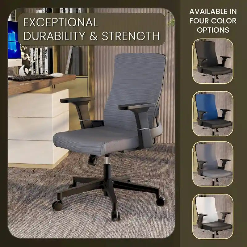 Adjustable Mid-Back Office Chair with 360-Degree Swivel and Tilt Brio Series by LeisureMod