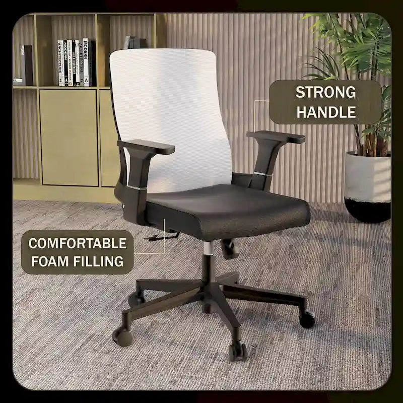 Adjustable Mid-Back Office Chair with 360-Degree Swivel and Tilt Brio Series by LeisureMod