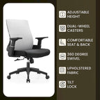 Adjustable Mid-Back Office Chair with 360-Degree Swivel and Tilt Brio Series by LeisureMod