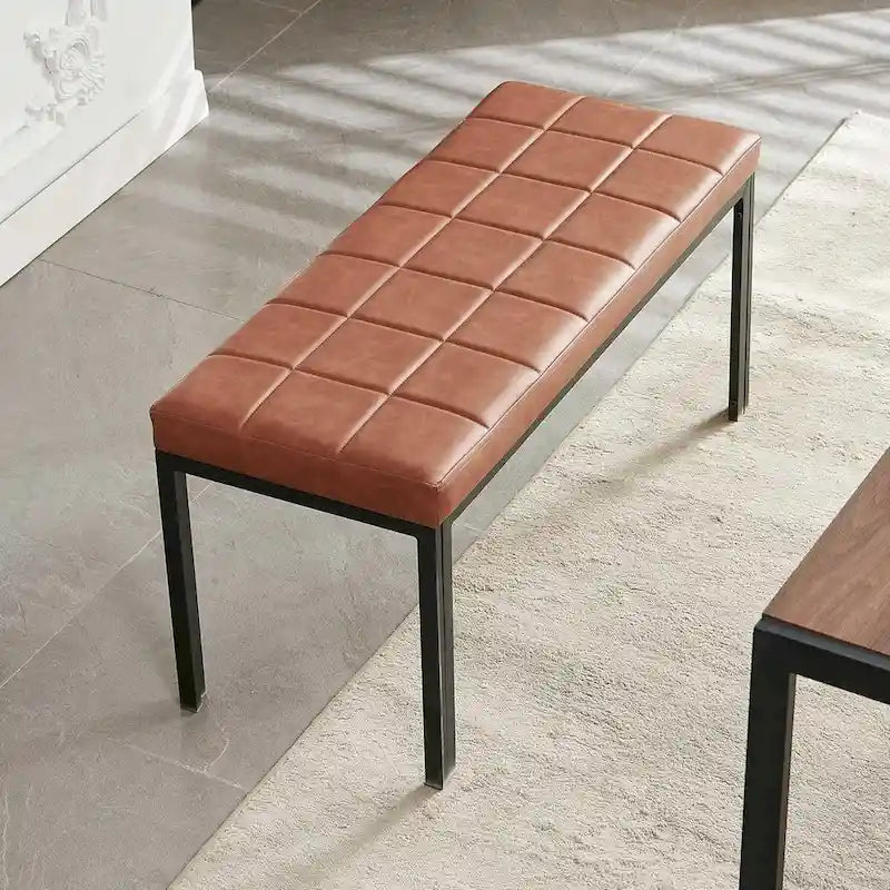 Howtai 36.6 Upholstered Leather PU Dining Bench