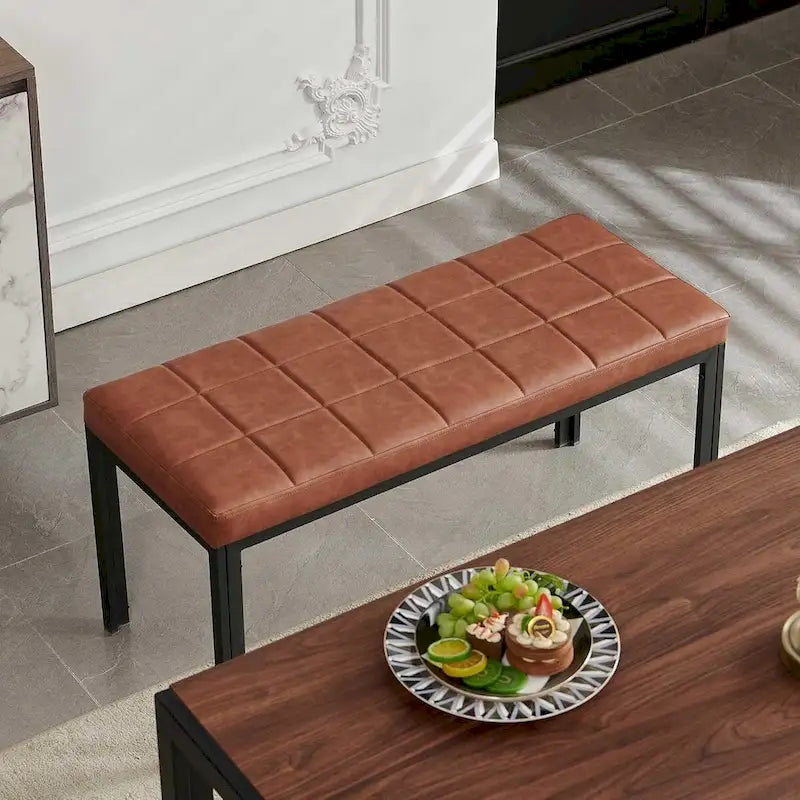 Howtai 36.6 Upholstered Leather PU Dining Bench