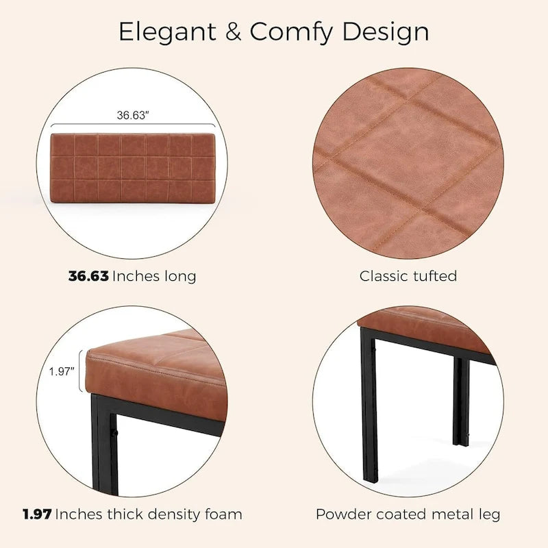 Howtai 36.6 Upholstered Leather PU Dining Bench