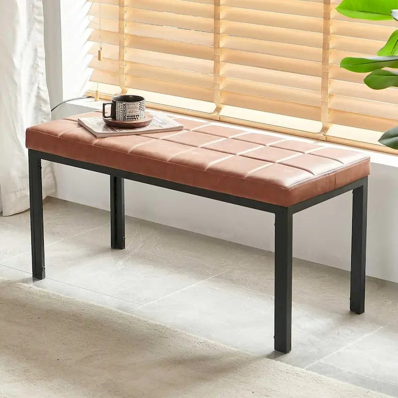 Howtai 36.6 Upholstered Leather PU Dining Bench