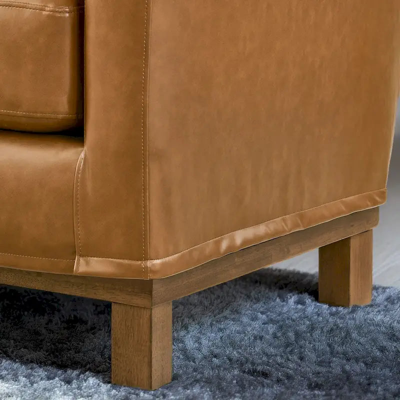 Brookside Jolene 3-Seater Upholstered Sofa with Wood Base and Throw Pillows