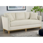 Brookside Jolene 3-Seater Upholstered Sofa with Wood Base and Throw Pillows