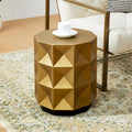 Glitzhome 17H Antique Gold MGO Geometric Side Table or Accent Stool - 14L x 14W x 17H