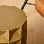 Glitzhome 17H Antique Gold MGO Geometric Side Table or Accent Stool - 14L x 14W x 17H