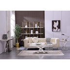 Modern Metal End Table with Square Gloss Top and X-Cross Base