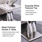 Modern Metal End Table with Square Gloss Top and X-Cross Base