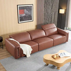 Modern 3-Seater Leather Sofa for Living Room, Comfy Sofa Couch with Extra Deep Seats, Adjustable Headrests