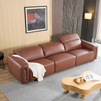 Modern 3-Seater Leather Sofa for Living Room, Comfy Sofa Couch with Extra Deep Seats, Adjustable Headrests
