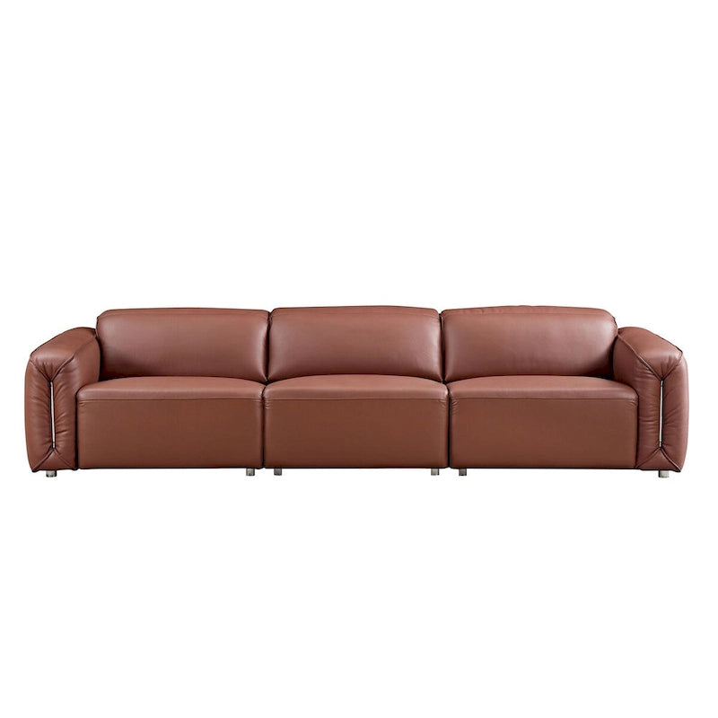 Modern 3-Seater Leather Sofa for Living Room, Comfy Sofa Couch with Extra Deep Seats, Adjustable Headrests