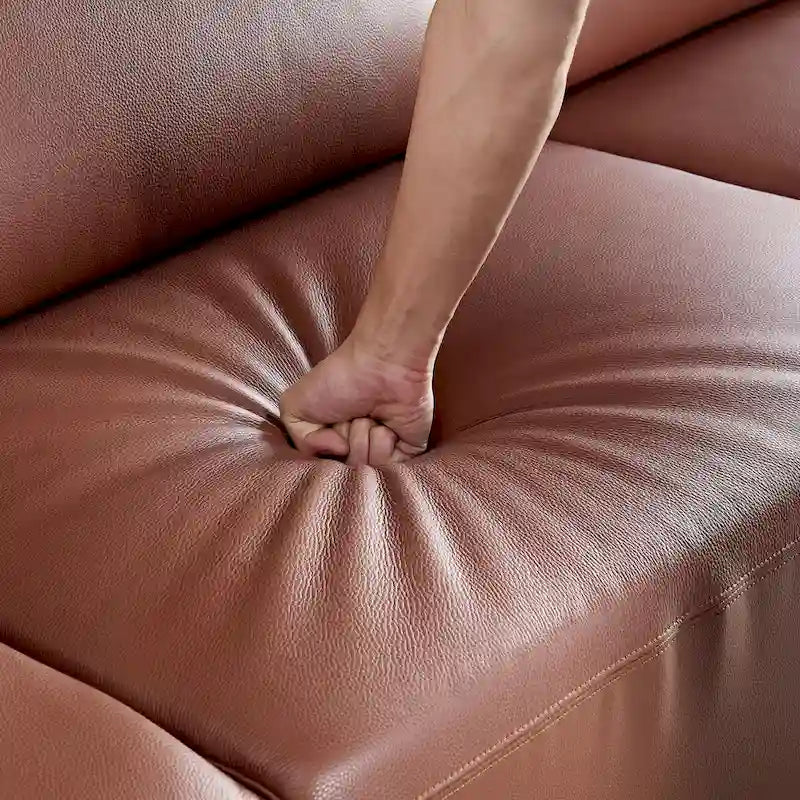 Modern 3-Seater Leather Sofa for Living Room, Comfy Sofa Couch with Extra Deep Seats, Adjustable Headrests