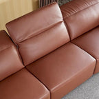 Modern 3-Seater Leather Sofa for Living Room, Comfy Sofa Couch with Extra Deep Seats, Adjustable Headrests