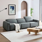 Modern 3-Seater Leather Sofa for Living Room, Comfy Sofa Couch with Extra Deep Seats, Adjustable Headrests