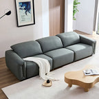 Modern 3-Seater Leather Sofa for Living Room, Comfy Sofa Couch with Extra Deep Seats, Adjustable Headrests