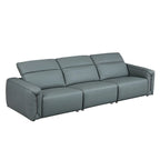 Modern 3-Seater Leather Sofa for Living Room, Comfy Sofa Couch with Extra Deep Seats, Adjustable Headrests