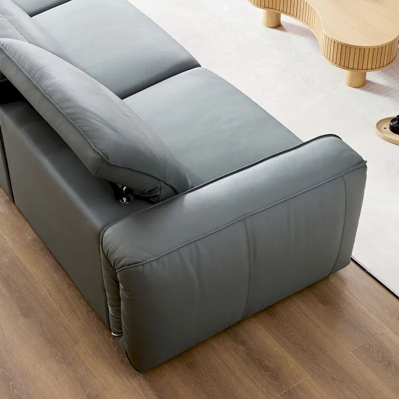 Modern 3-Seater Leather Sofa for Living Room, Comfy Sofa Couch with Extra Deep Seats, Adjustable Headrests