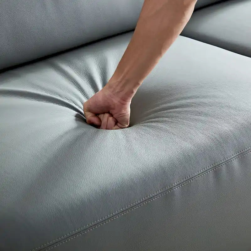 Modern 3-Seater Leather Sofa for Living Room, Comfy Sofa Couch with Extra Deep Seats, Adjustable Headrests