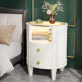 2-Drawer Side Table Nightstand with Open Shelf and LED Lights for Bedroom Living Room