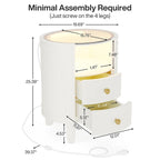 2-Drawer Side Table Nightstand with Open Shelf and LED Lights for Bedroom Living Room