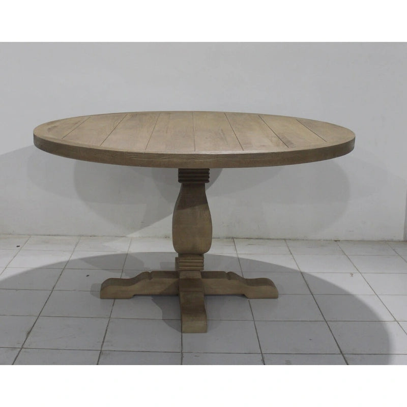 54 wide Round Dining Table in Natural wood finish (with reinforced steel bracket) - 54W x 30H x 54D