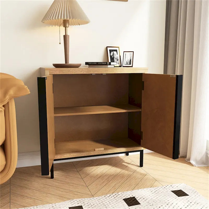 Traditional Craftsmanship Hand-Carved 2-Doors Accent Cabinet