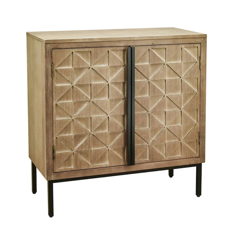 Traditional Craftsmanship Hand-Carved 2-Doors Accent Cabinet
