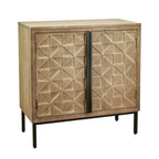Traditional Craftsmanship Hand-Carved 2-Doors Accent Cabinet