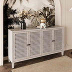 Wooden Cabinet Sideboard Buffet Accent Cabinet 4 Shutter Door
