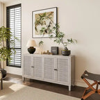 Wooden Cabinet Sideboard Buffet Accent Cabinet 4 Shutter Door