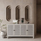 Wooden Cabinet Sideboard Buffet Accent Cabinet 4 Shutter Door