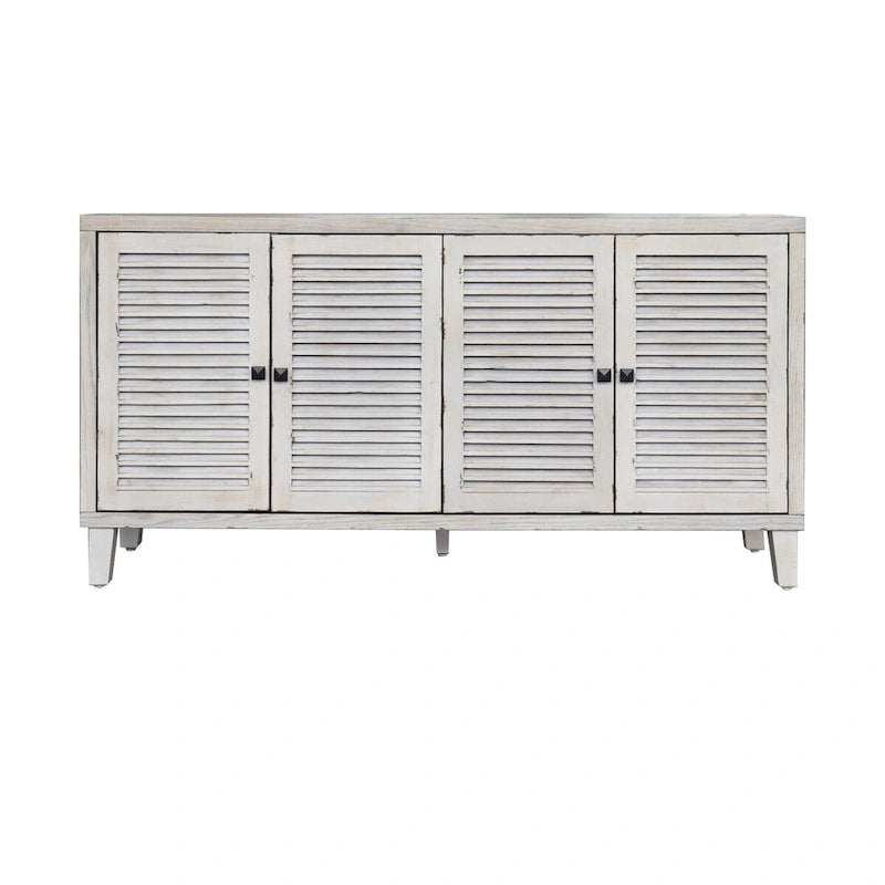 Wooden Cabinet Sideboard Buffet Accent Cabinet 4 Shutter Door