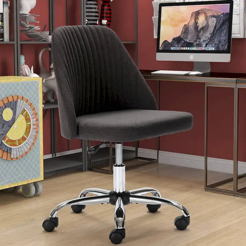 Office Desk Chair, Modern Cute Rolling Vanity Swivel Task Chairs with Wheels, Armless for Home, Bedrooms, Office, Study, Student