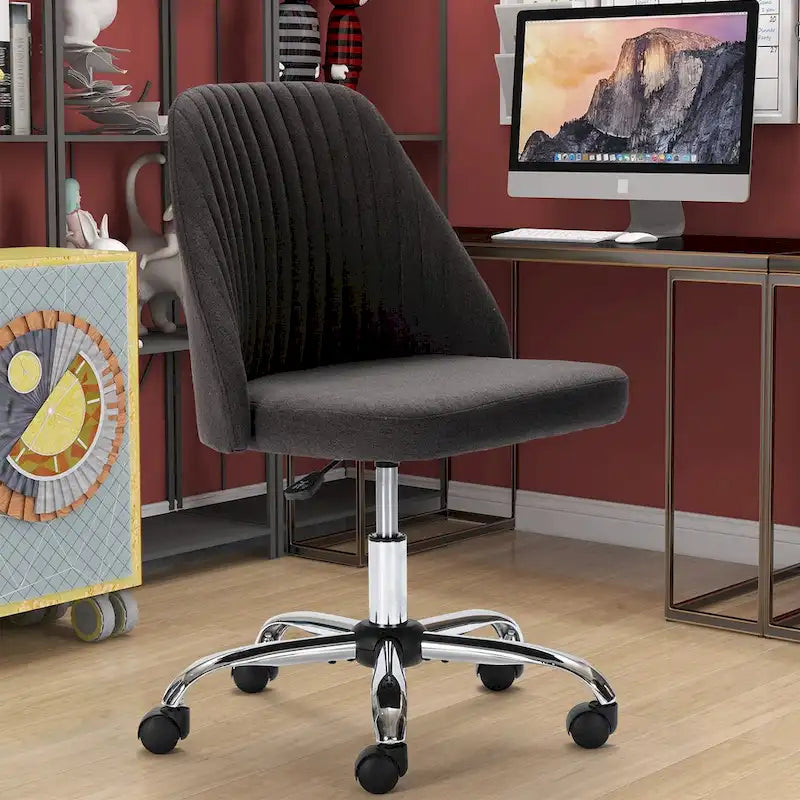Office Desk Chair, Modern Cute Rolling Vanity Swivel Task Chairs with Wheels, Armless for Home, Bedrooms, Office, Study, Student
