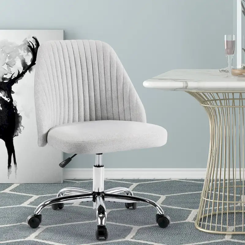 Office Desk Chair, Modern Cute Rolling Vanity Swivel Task Chairs with Wheels, Armless for Home, Bedrooms, Office, Study, Student