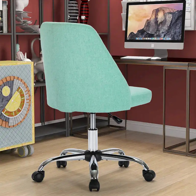 Office Desk Chair, Modern Cute Rolling Vanity Swivel Task Chairs with Wheels, Armless for Home, Bedrooms, Office, Study, Student