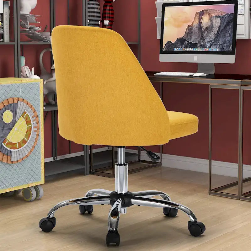 Office Desk Chair, Modern Cute Rolling Vanity Swivel Task Chairs with Wheels, Armless for Home, Bedrooms, Office, Study, Student